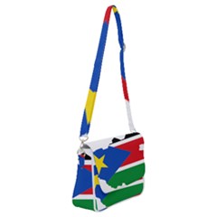 South Sudan Flag Map Geography Shoulder Bag With Back Zipper by Sapixe