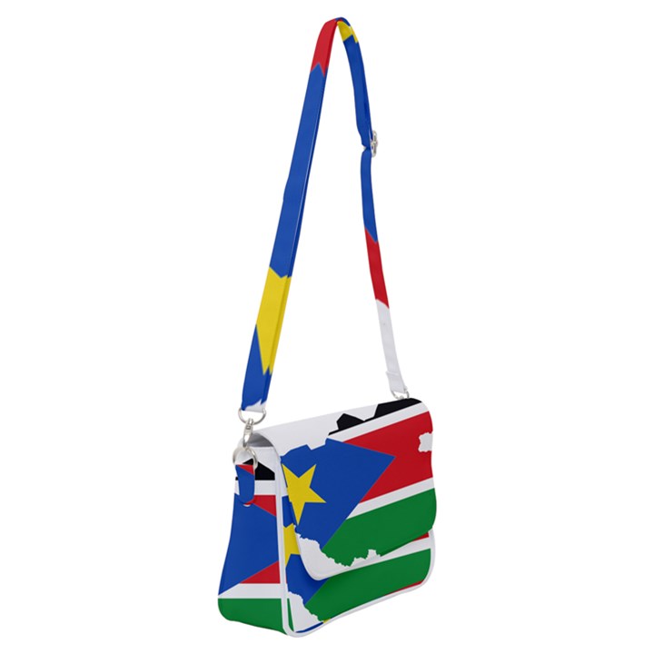 South Sudan Flag Map Geography Shoulder Bag with Back Zipper