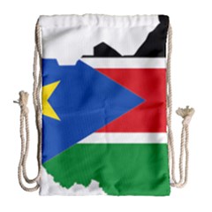 South Sudan Flag Map Geography Drawstring Bag (large) by Sapixe