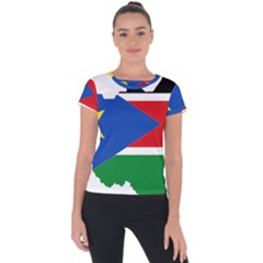 South Sudan Flag Map Geography Short Sleeve Sports Top  by Sapixe