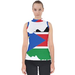 South Sudan Flag Map Geography Mock Neck Shell Top