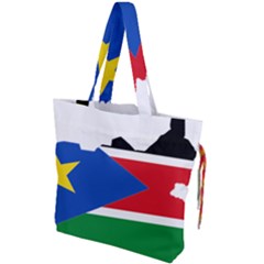 South Sudan Flag Map Geography Drawstring Tote Bag by Sapixe