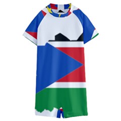 South Sudan Flag Map Geography Kids  Boyleg Half Suit Swimwear by Sapixe