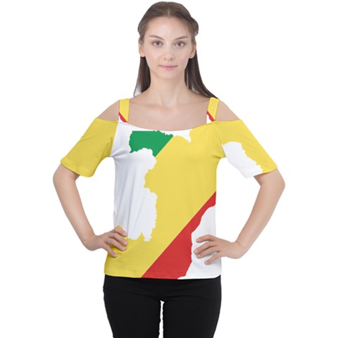 Congo Flag Map Geography Outline Cutout Shoulder Tee by Sapixe