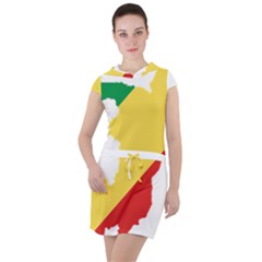 Congo Flag Map Geography Outline Drawstring Hooded Dress by Sapixe