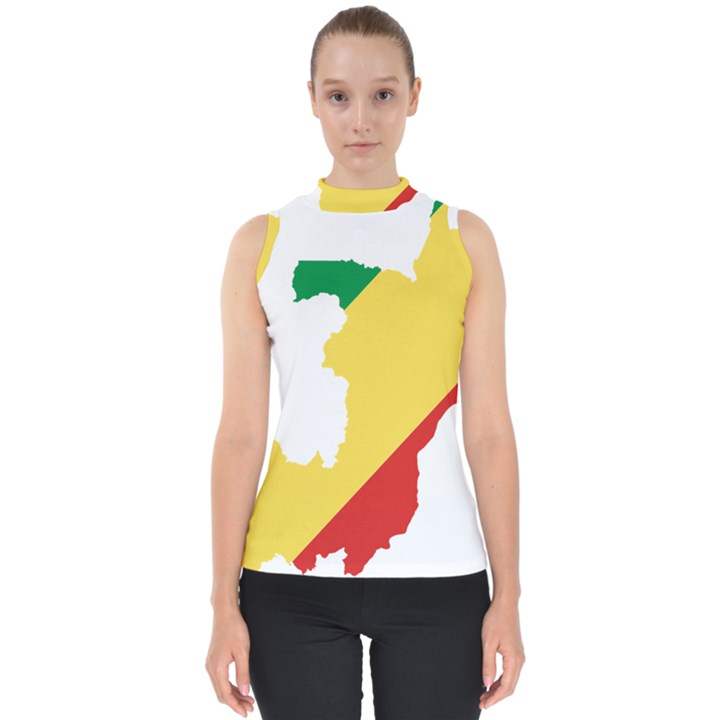 Congo Flag Map Geography Outline Mock Neck Shell Top