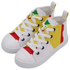 Congo Flag Map Geography Outline Kids  Mid-top Canvas Sneakers by Sapixe