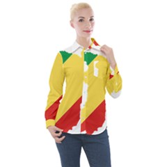 Congo Flag Map Geography Outline Women s Long Sleeve Pocket Shirt