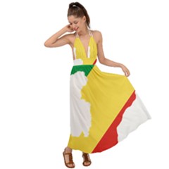 Congo Flag Map Geography Outline Backless Maxi Beach Dress