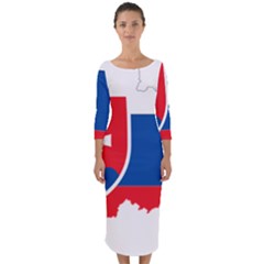 Slovakia Country Europe Flag Quarter Sleeve Midi Bodycon Dress by Sapixe