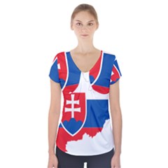 Slovakia Country Europe Flag Short Sleeve Front Detail Top by Sapixe