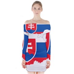 Slovakia Country Europe Flag Long Sleeve Off Shoulder Dress by Sapixe