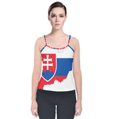 Slovakia Country Europe Flag Velvet Spaghetti Strap Top by Sapixe