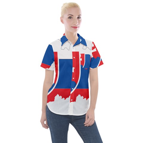 Slovakia Country Europe Flag Women s Short Sleeve Pocket Shirt by Sapixe