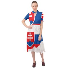 Slovakia Country Europe Flag Keyhole Neckline Chiffon Dress