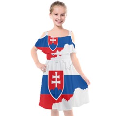 Slovakia Country Europe Flag Kids  Cut Out Shoulders Chiffon Dress