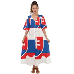 Slovakia Country Europe Flag Kimono Sleeve Boho Dress