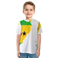 Sao Tome Principe Flag Map Kids  Sport Mesh Tee