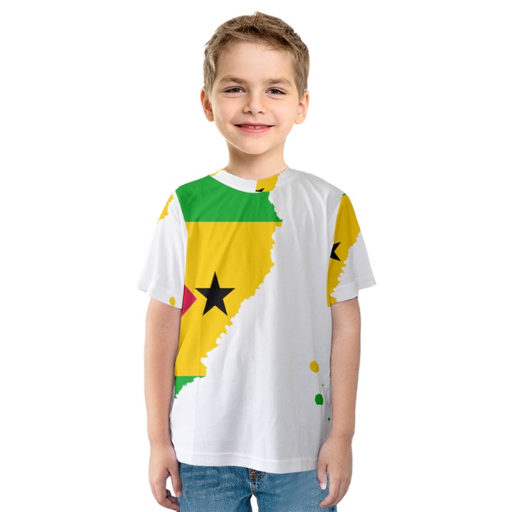 Sao Tome Principe Flag Map Kids  Sport Mesh Tee