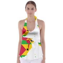 Sao Tome Principe Flag Map Babydoll Tankini Top by Sapixe