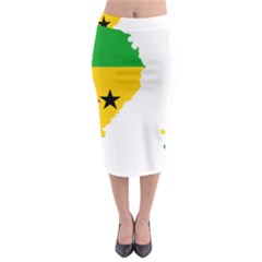 Sao Tome Principe Flag Map Midi Pencil Skirt by Sapixe