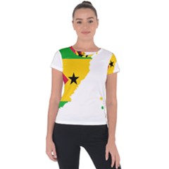 Sao Tome Principe Flag Map Short Sleeve Sports Top  by Sapixe