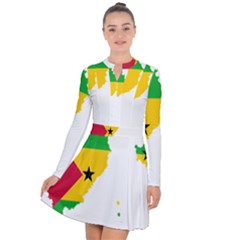 Sao Tome Principe Flag Map Long Sleeve Panel Dress by Sapixe