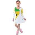 Sao Tome Principe Flag Map Kids  Long Sleeve Velvet Dress View1