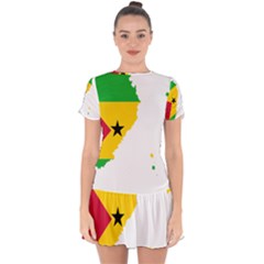 Sao Tome Principe Flag Map Drop Hem Mini Chiffon Dress by Sapixe