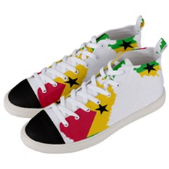 Sao Tome Principe Flag Map Men s Mid-top Canvas Sneakers by Sapixe