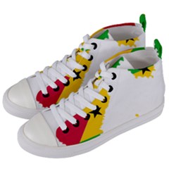 Sao Tome Principe Flag Map Women s Mid-top Canvas Sneakers by Sapixe