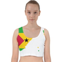 Sao Tome Principe Flag Map Velvet Racer Back Crop Top by Sapixe