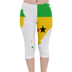 Sao Tome Principe Flag Map Velvet Capri Leggings 