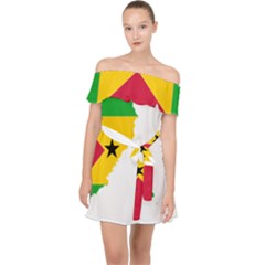 Sao Tome Principe Flag Map Off Shoulder Chiffon Dress by Sapixe