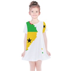 Sao Tome Principe Flag Map Kids  Simple Cotton Dress by Sapixe