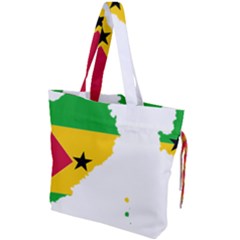 Sao Tome Principe Flag Map Drawstring Tote Bag by Sapixe