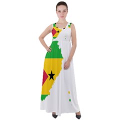 Sao Tome Principe Flag Map Empire Waist Velour Maxi Dress by Sapixe