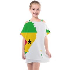 Sao Tome Principe Flag Map Kids  One Piece Chiffon Dress