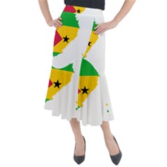 Sao Tome Principe Flag Map Midi Mermaid Skirt