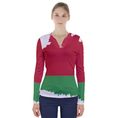 Belarus Country Europe Flag V-neck Long Sleeve Top by Sapixe