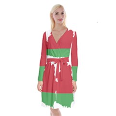 Belarus Country Europe Flag Long Sleeve Velvet Front Wrap Dress by Sapixe