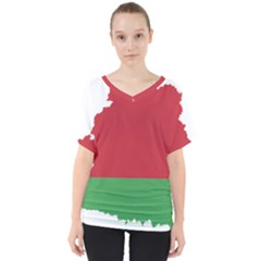 Belarus Country Europe Flag V-neck Dolman Drape Top by Sapixe