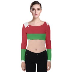 Belarus Country Europe Flag Velvet Long Sleeve Crop Top by Sapixe