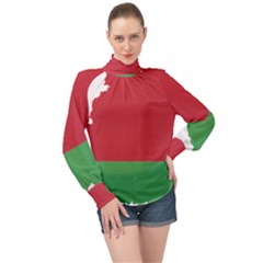 Belarus Country Europe Flag High Neck Long Sleeve Chiffon Top by Sapixe