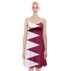 Borders Country Flag Geography Map Qatar Spaghetti Strap Velvet Dress