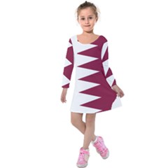 Borders Country Flag Geography Map Qatar Kids  Long Sleeve Velvet Dress by Sapixe