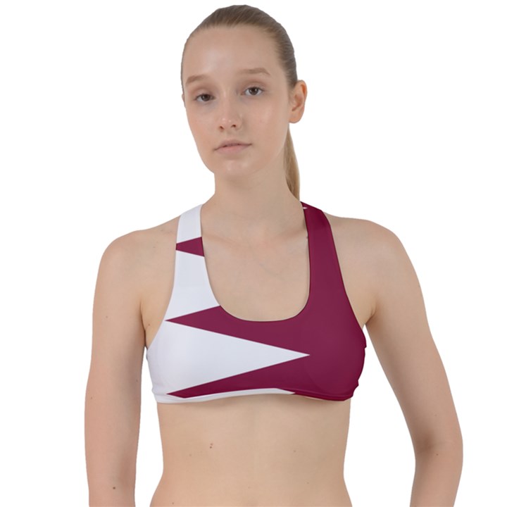 Borders Country Flag Geography Map Qatar Criss Cross Racerback Sports Bra