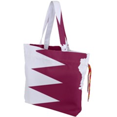 Borders Country Flag Geography Map Qatar Drawstring Tote Bag by Sapixe