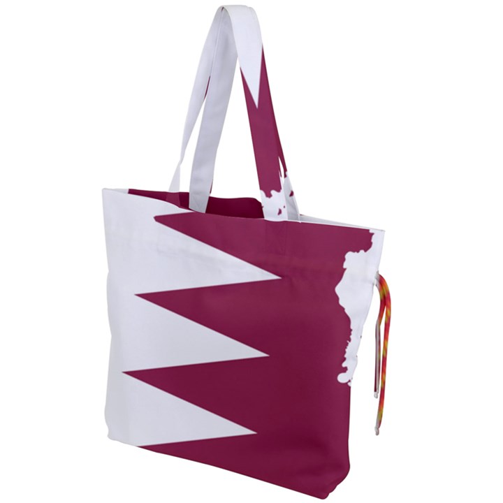 Borders Country Flag Geography Map Qatar Drawstring Tote Bag