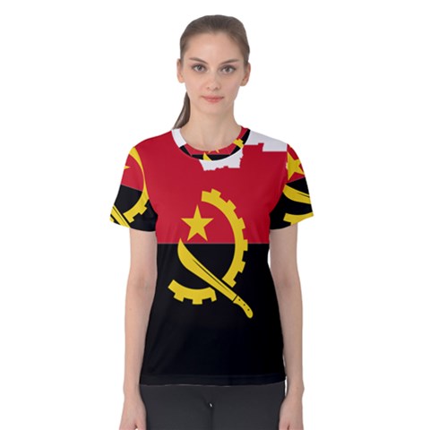 Angola Flag Map Geography Outline Women s Cotton Tee by Sapixe